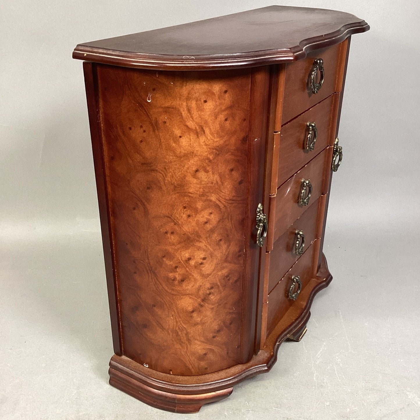 Vtg Jewelry Organizer/Armoire - 2 Doors & 5 Drawers - 13”H