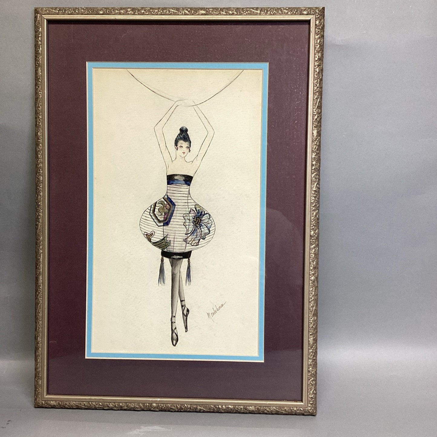 Ballerina Painting In Frame - 19.5x13.5”