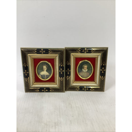 Dianne De Poitiers And Henri De Lorraine-Duque De Guisa Portraits In Frames