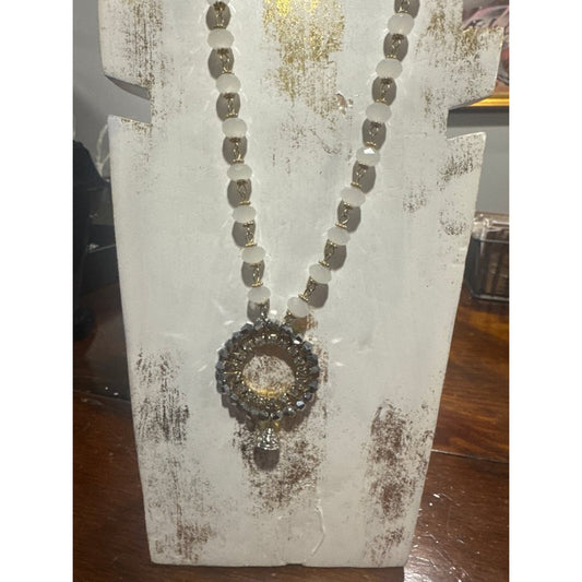 Vintage Beaded Necklace with Ornate Pendant