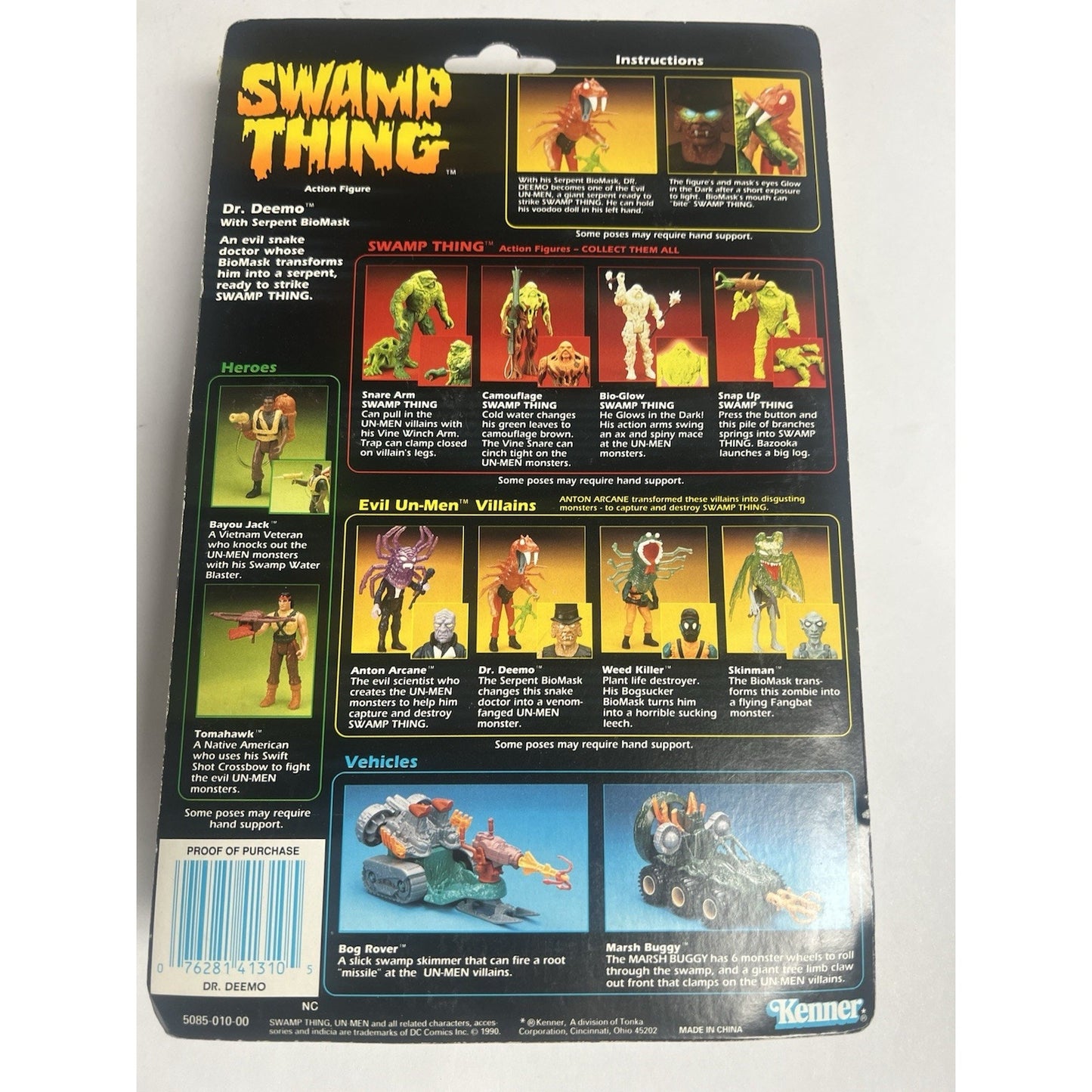 Kenner 1990 Swamp Thing Dr. Deemo With Serpent BioMask Evil Un-Men💥🔥