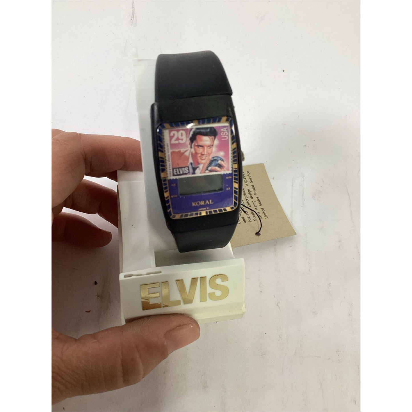 Vintage ELVIS PRESLEY STAMP Digital WATCH New In Box By KORAL 1992