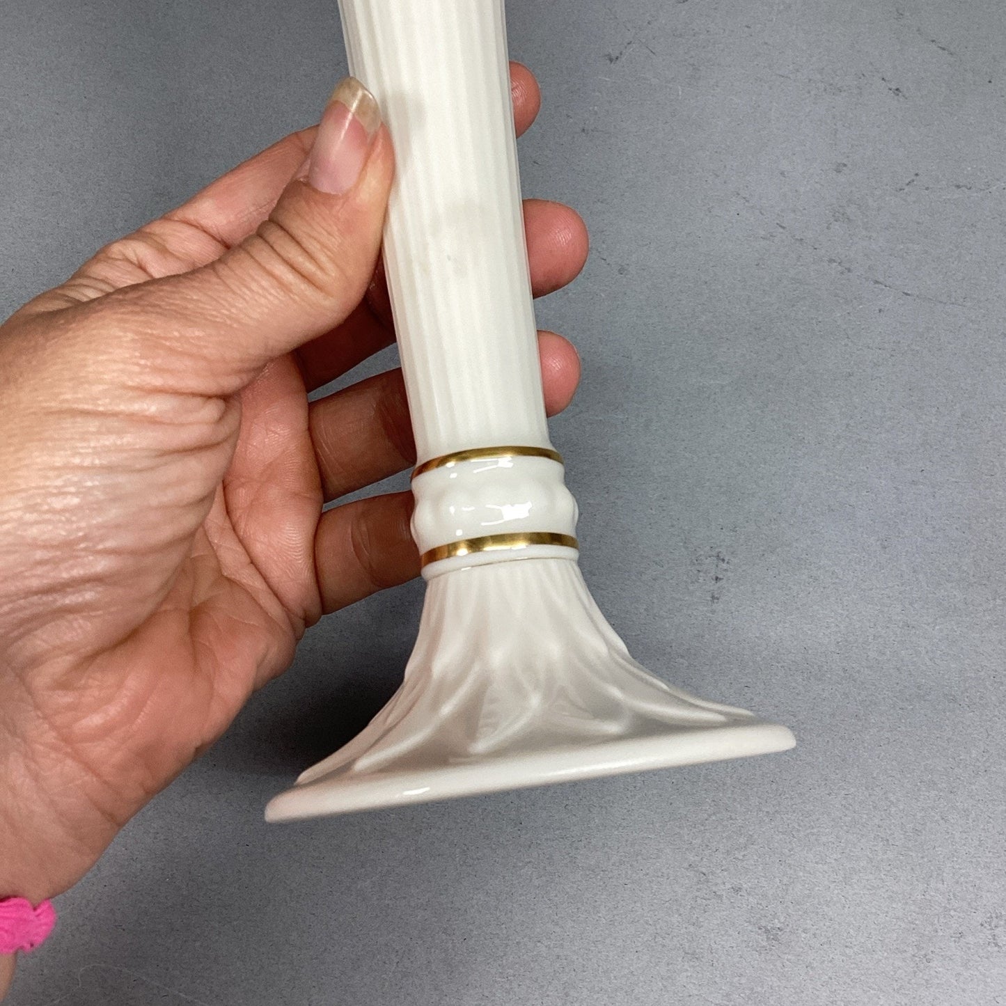 Vintage Porcelain Lenox Bud Vase With Gold Trim - 9”H- Made In USA