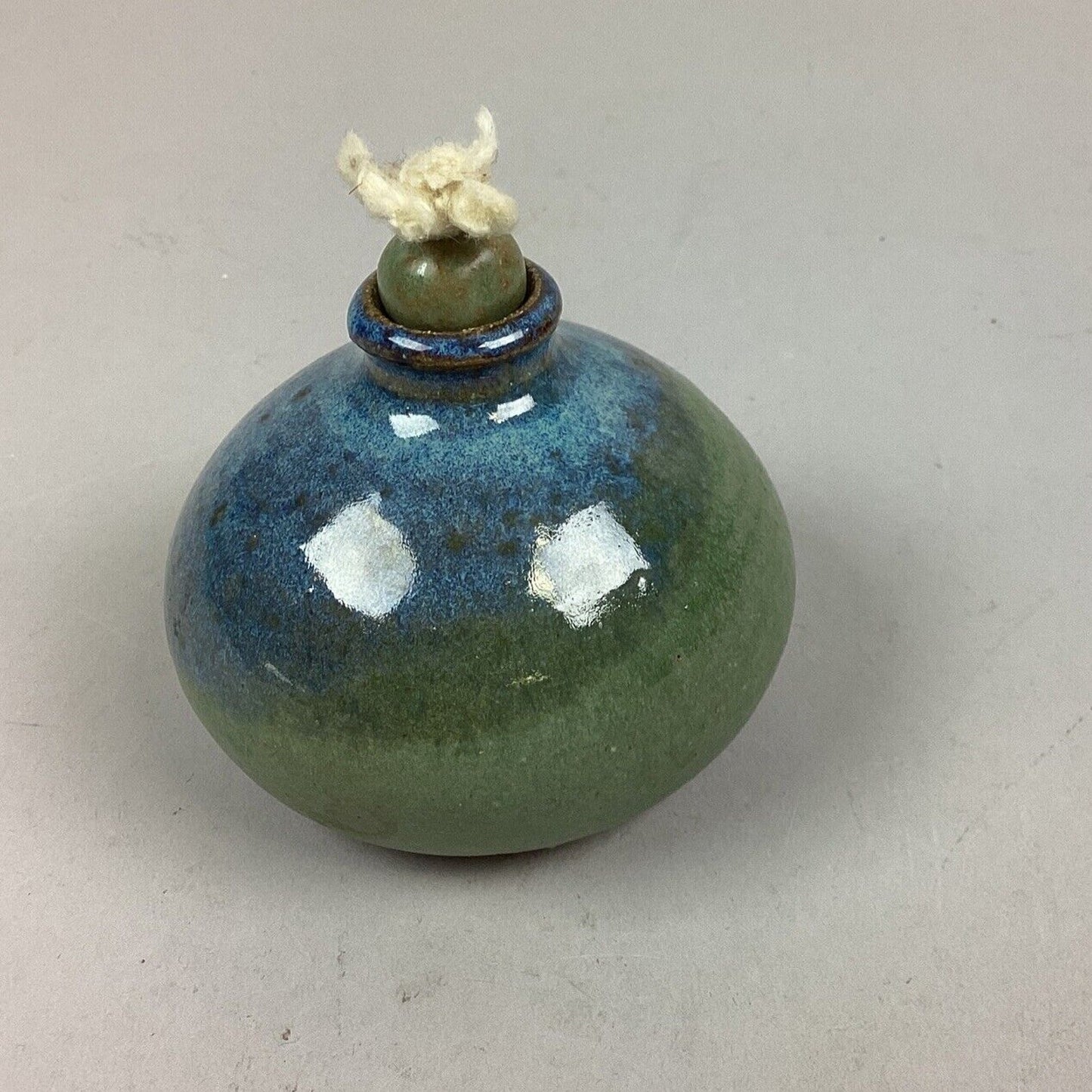 Pottery Oil Lamp With Wick - 4”H