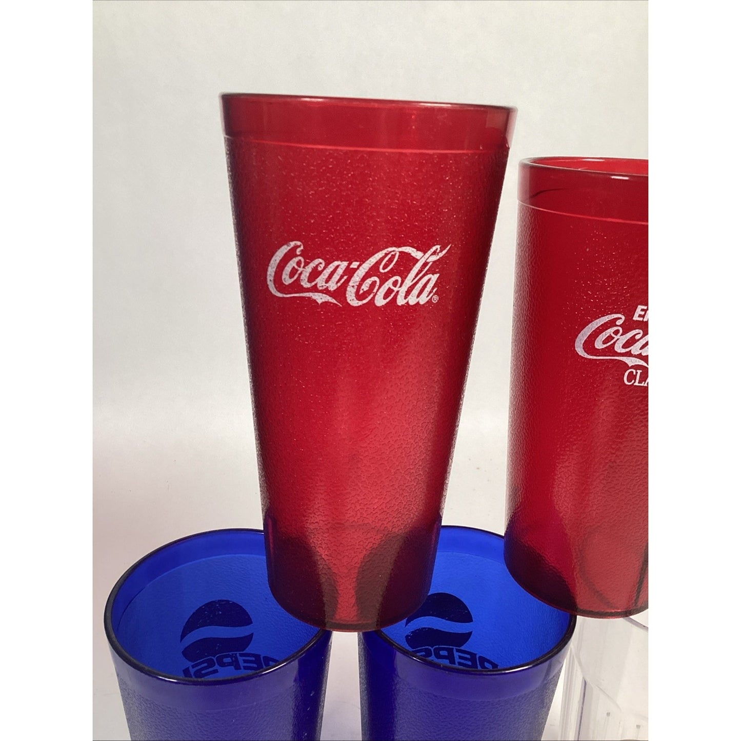 Lot Of 5 Vintage Coca Cola And Pepsi Plastic Tumblers