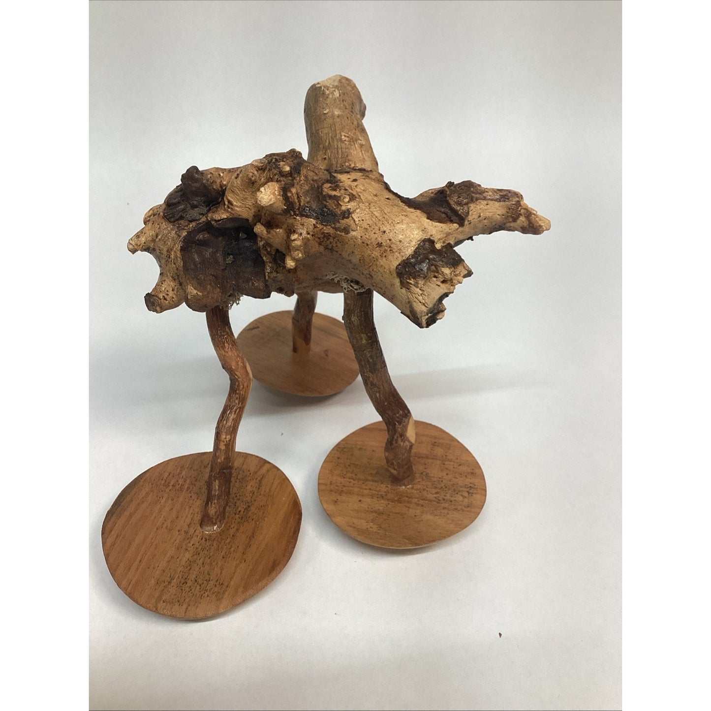 Vintage Hand Carved Glazed Wooden Sculpture