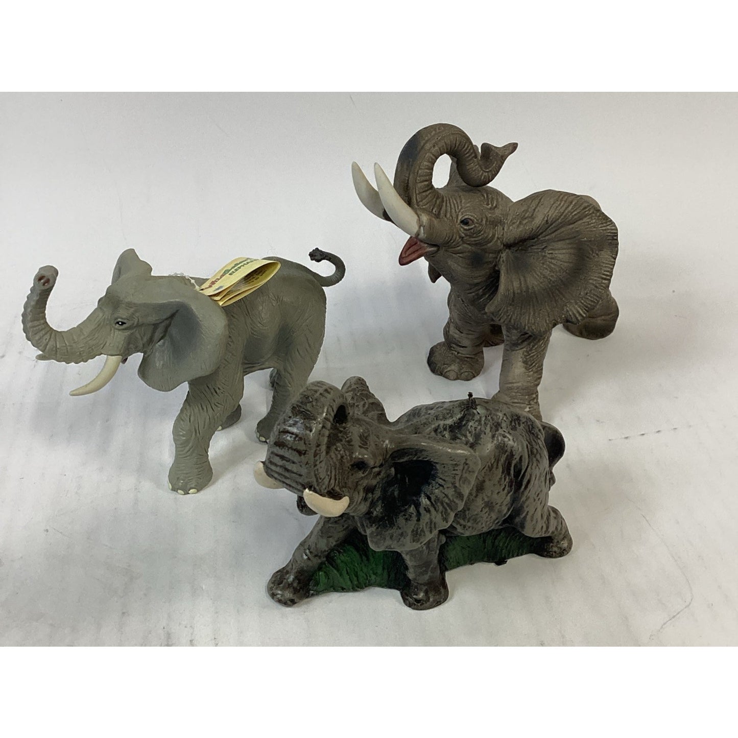 Lot Of 3 - 2 Bull Elephant Figurines & 1 Candle
