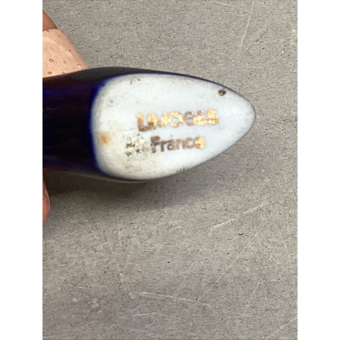 Limoges France Miniature Cobalt Blue Shoes W/ Gold Trim