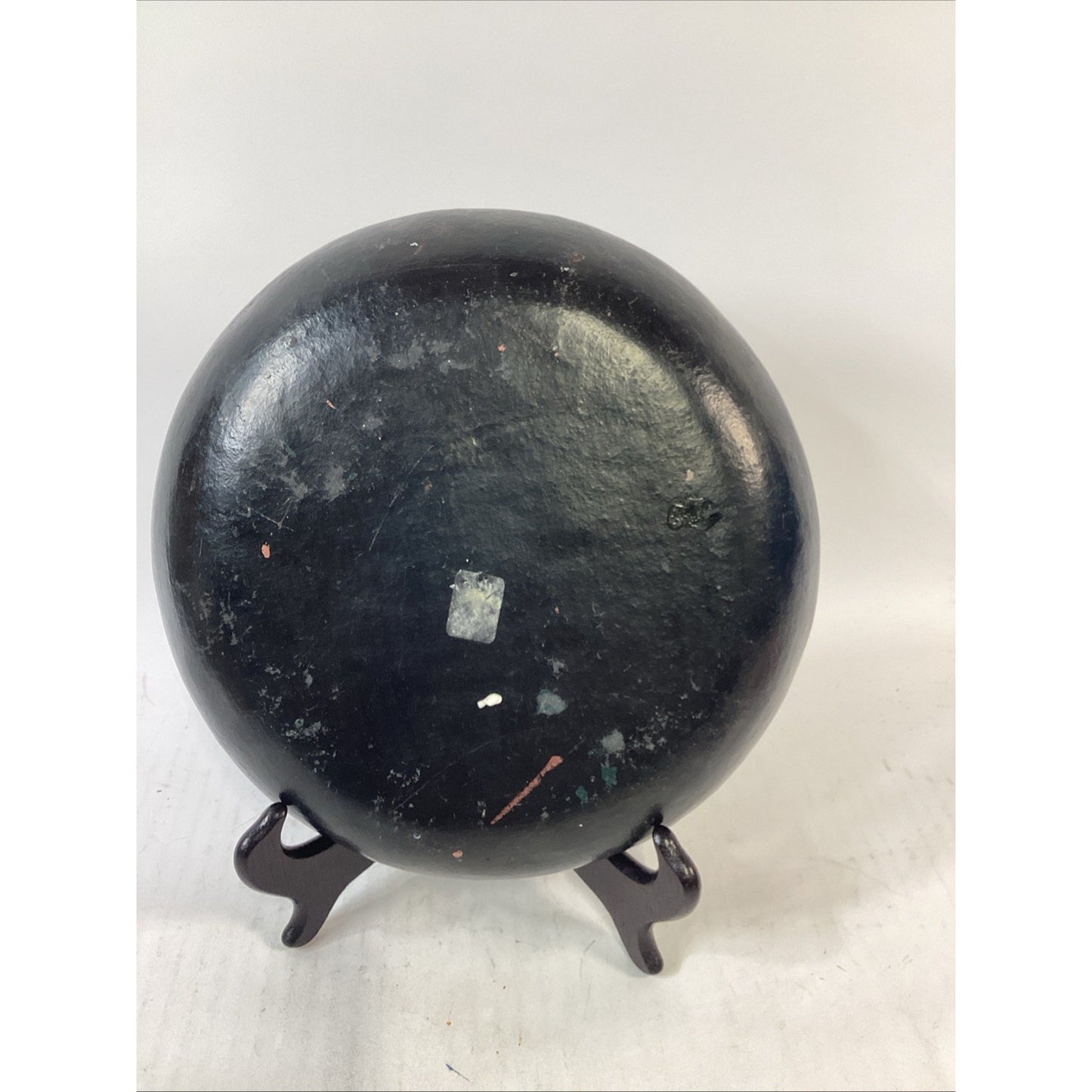 Antique Black Papier Mache Pressed Paper Pulp Ware Decorative Bowl Plate - 9”D