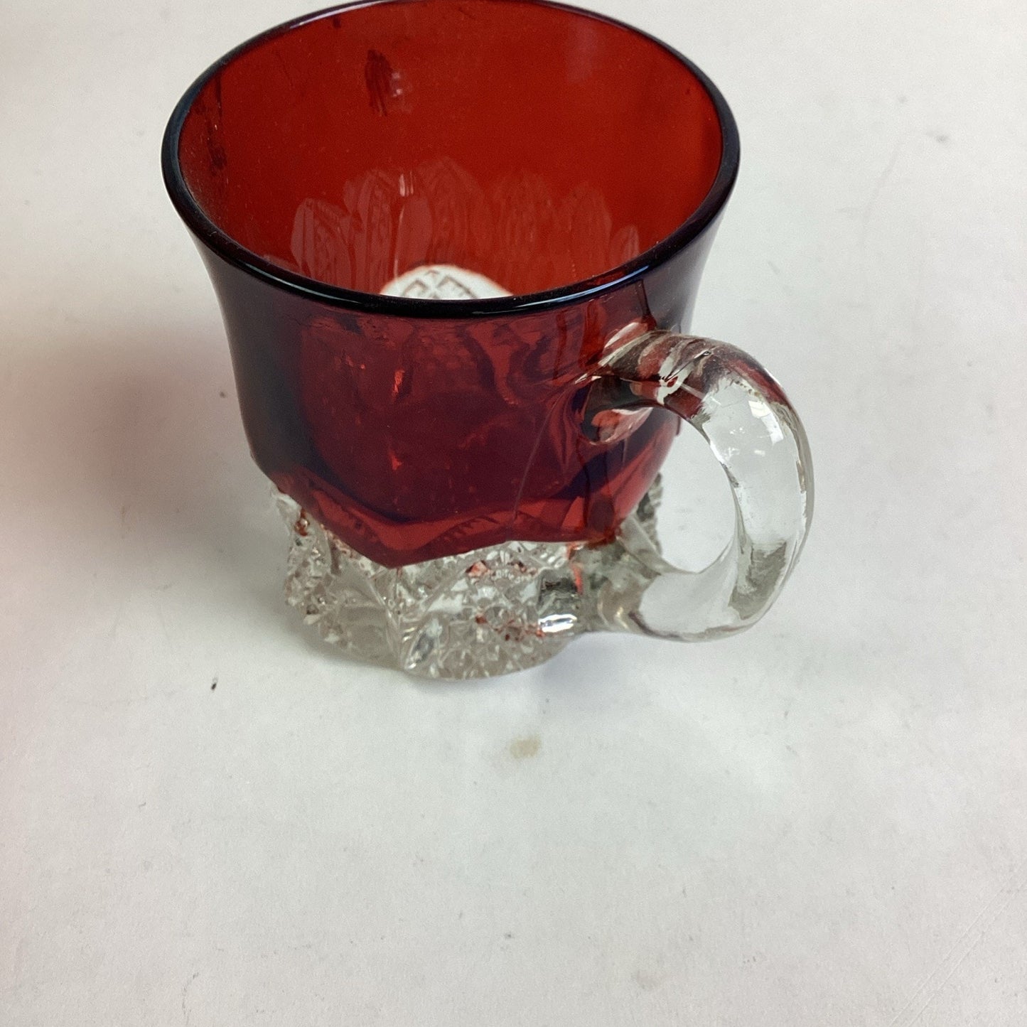 Set Of 4 - Antique Ruby Red Glass Creamer, Tumbler And Mugs