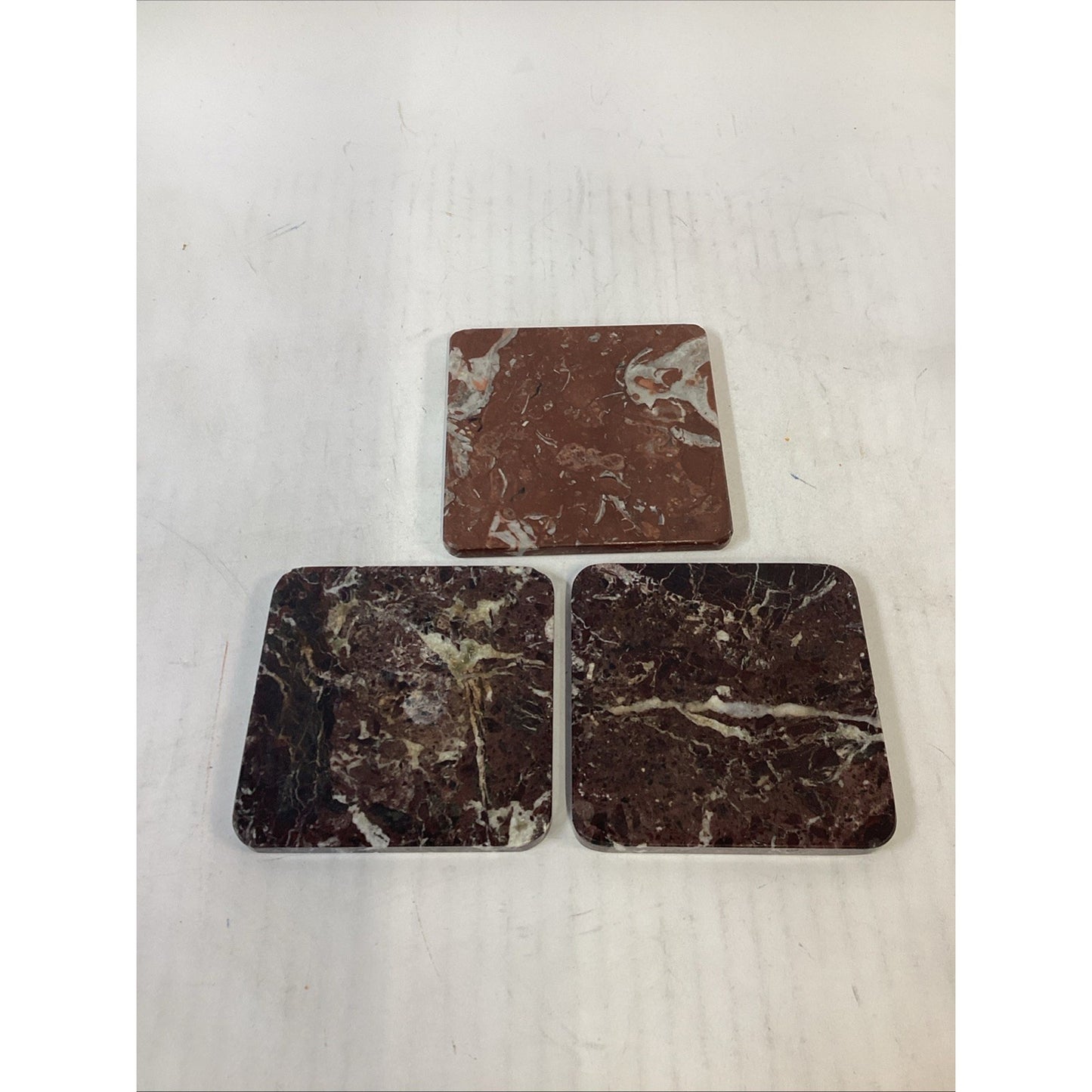 Set Of 3 Vintage Marble Coasters