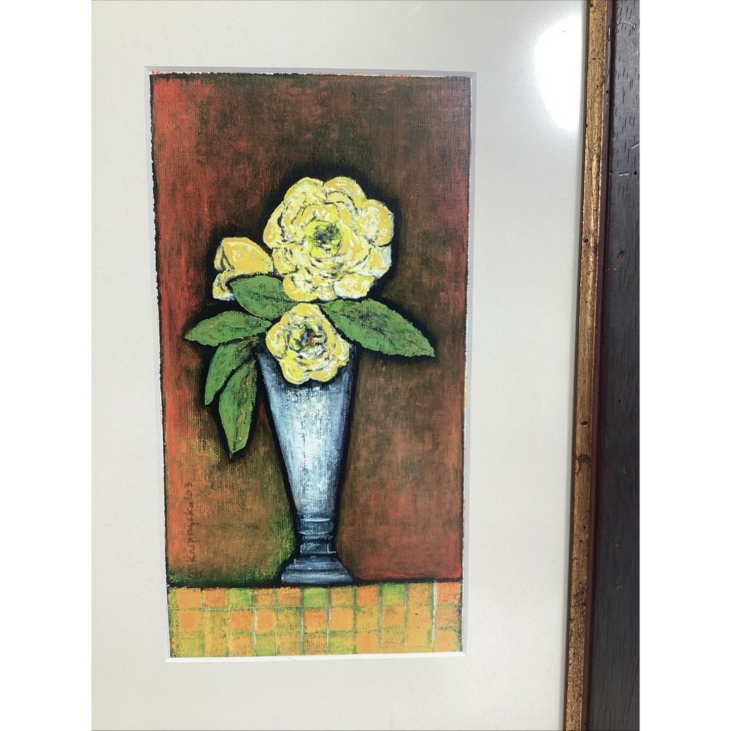 Floral Watercolor Painting - Flower In A Vase - Framed - 18x13”