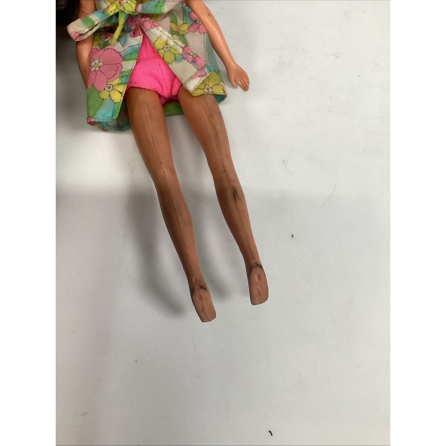 Vintage 1977 Fashion Doll In A Sleeveless Floral Dress