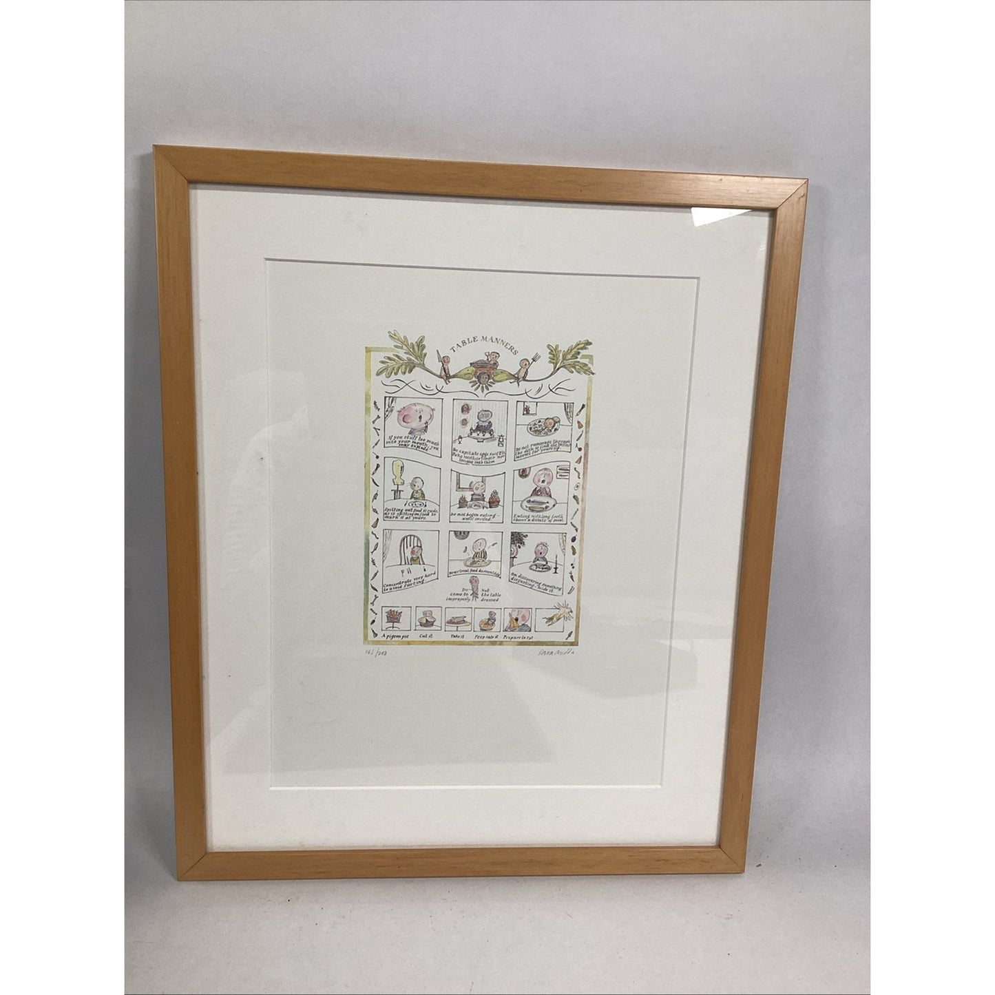 Signed Limited Edition Watercolor Art Print By Sara Midda -Table Manners 161/200