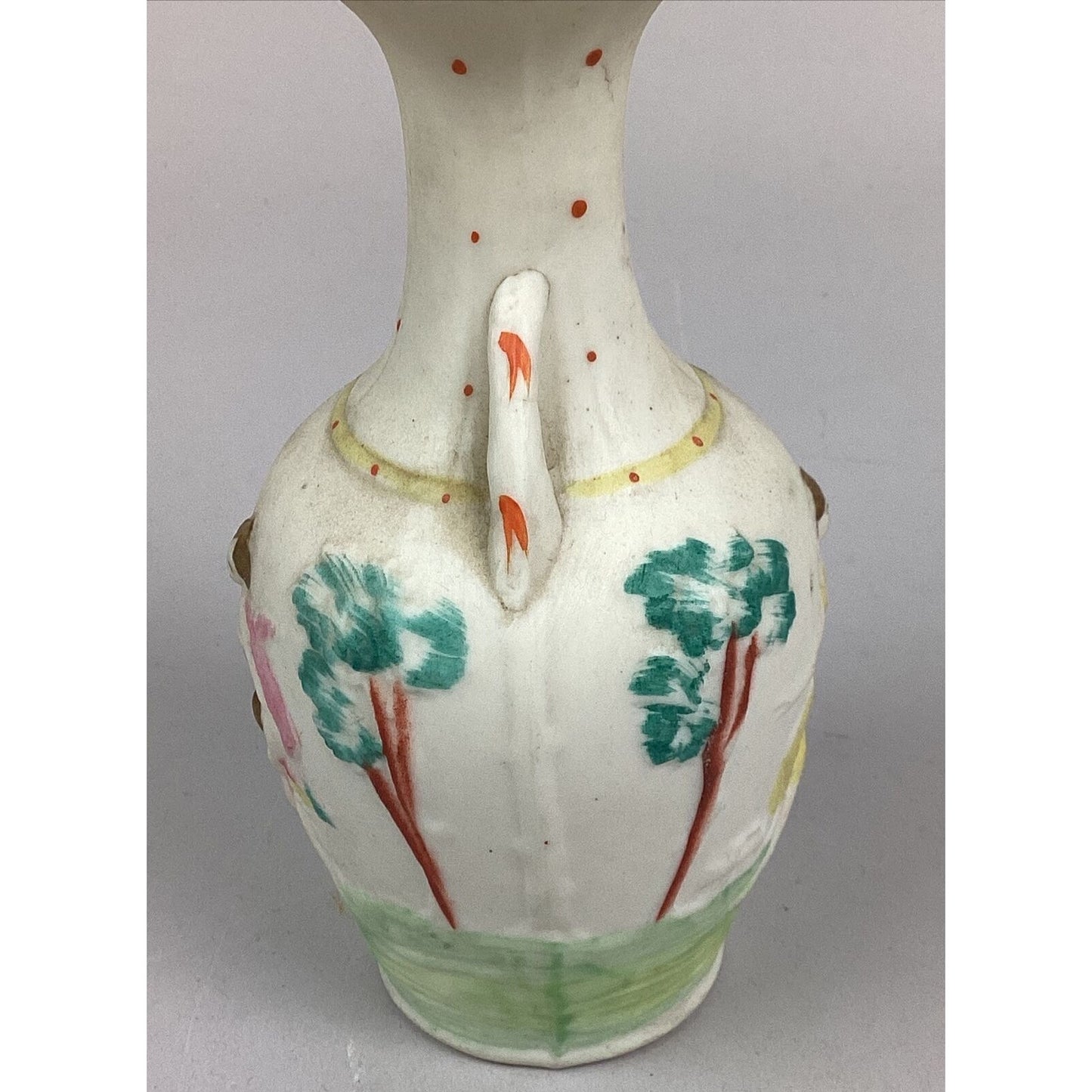 Vintage Mother Son Outdoor Scene Vase - 6”