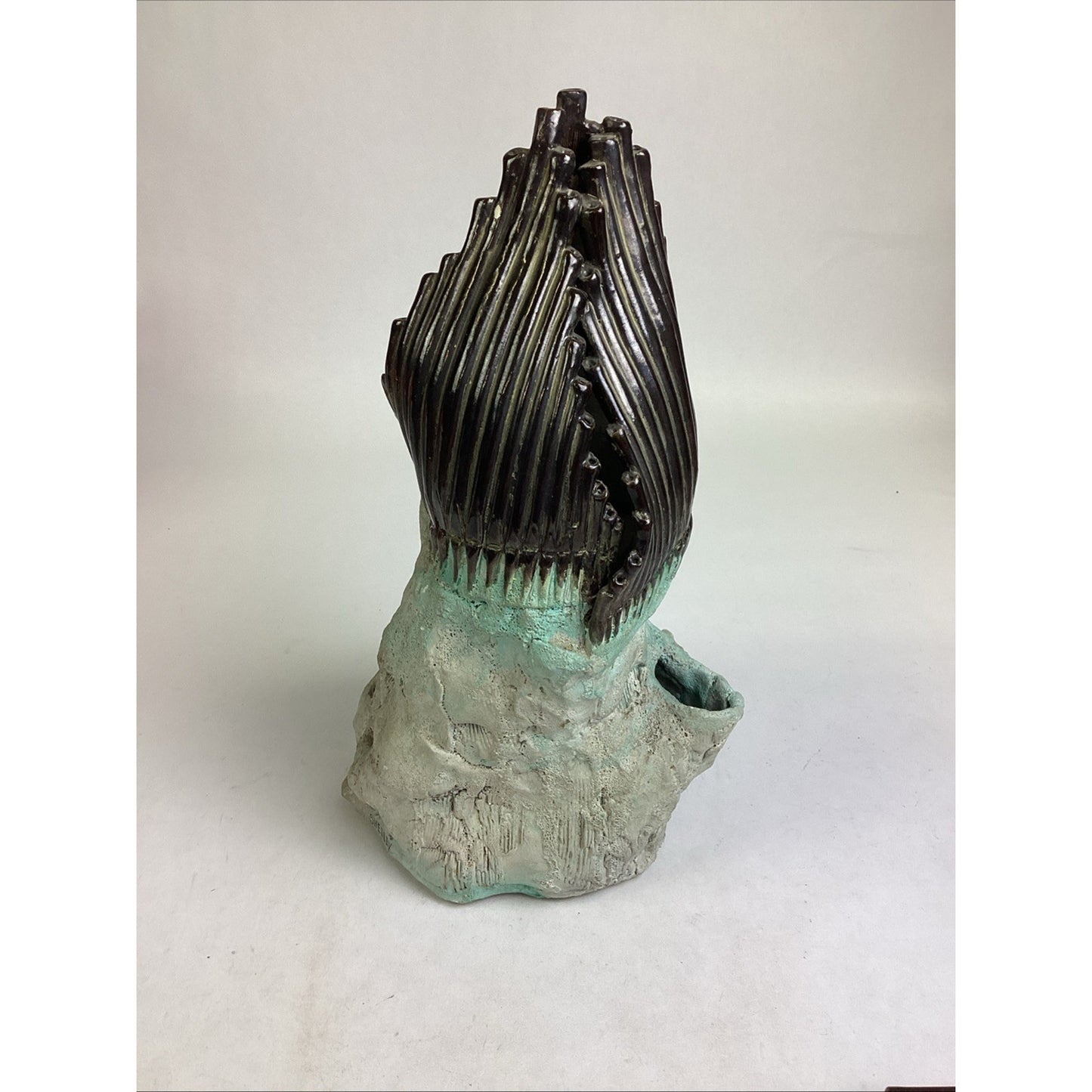 Whimsical Ceramic Sculpture- Surreal Face With Miniature Piano - 13.5”H