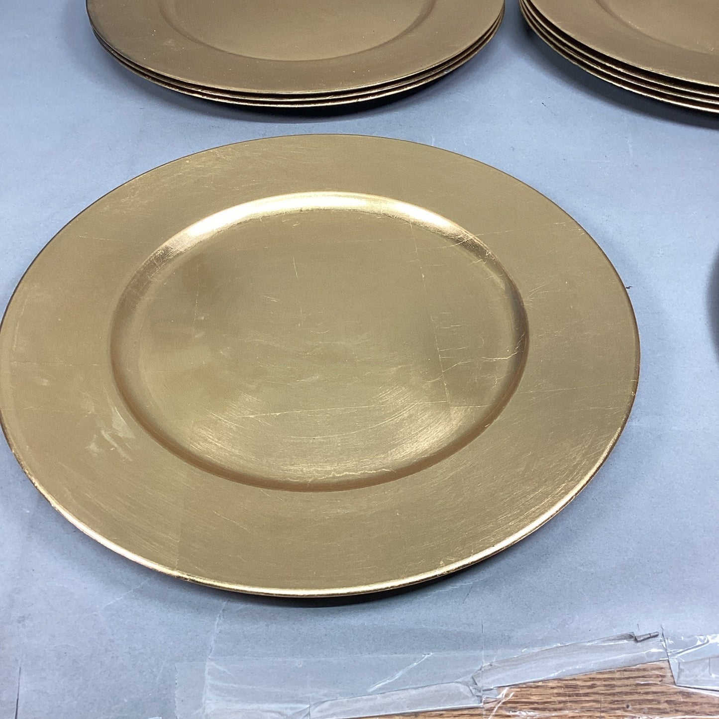 Set Of 9 Gold Gilt Chargers - 14”D