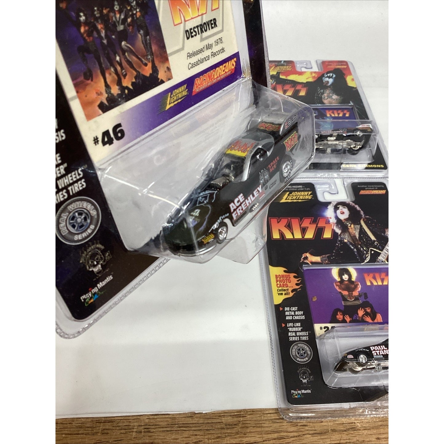 Set Of 4 Vintage 1997 NOS KISS DRAGSTERS - Peter Criss, Gene Simmons, Ace & Paul