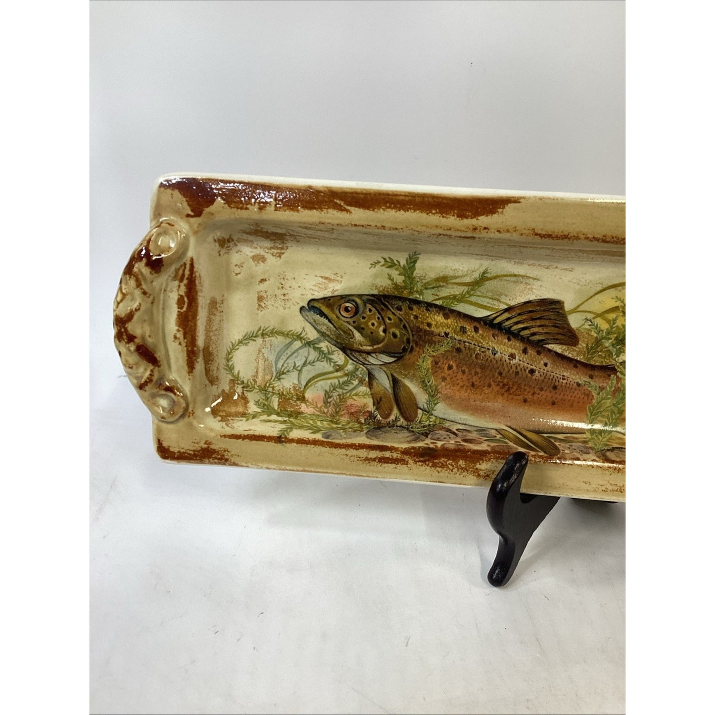 Lot Of 2 Rare Rustic Robert Gordon Pottery Trout Platters - 17.5”L - Australia