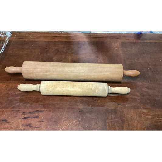 Set Of 2 Vintage Bakers Rolling Pins - Medium & Large