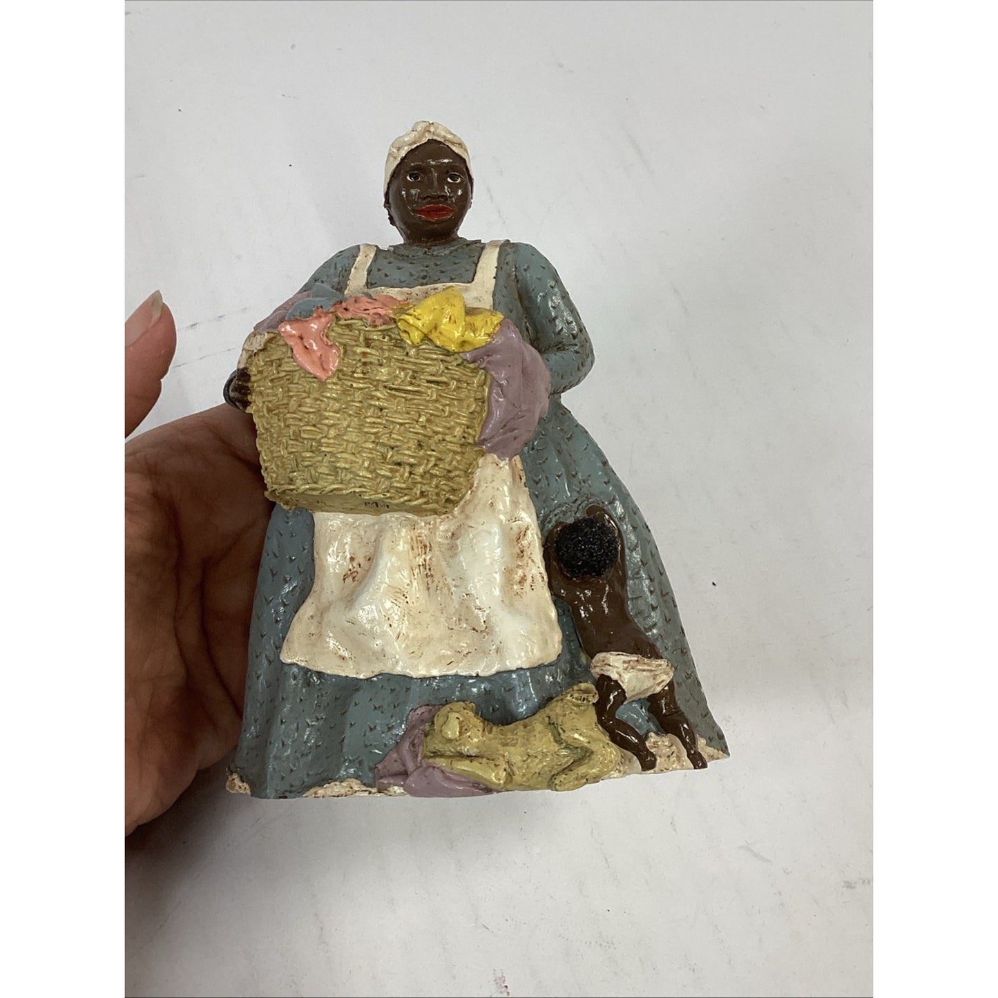 Vintage 1984 Fisk African American Figurine - Mom, Baby and Dog