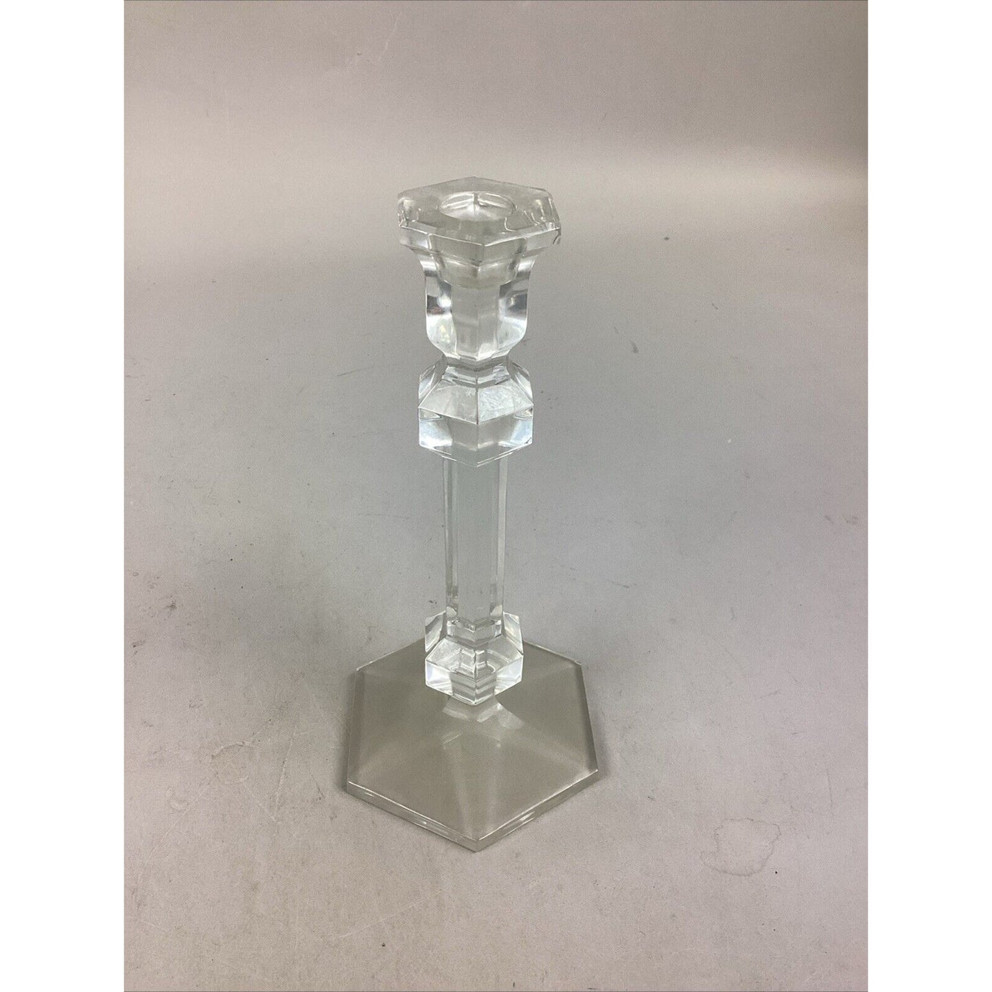 Set Of 2 Different Sized Glass Candlestick Candle Holders