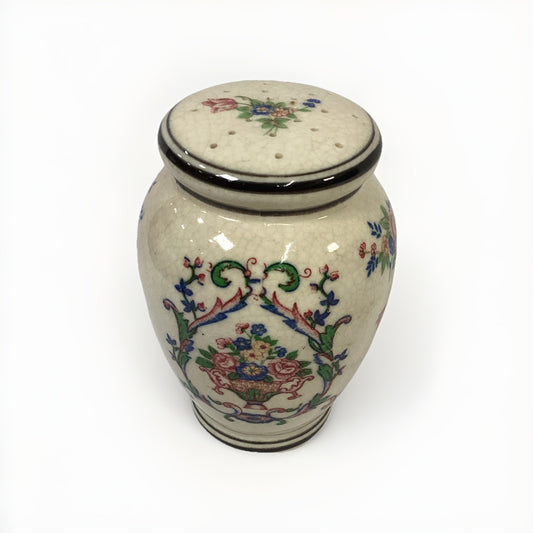 Vintage Hand Painted Porcelain Spice Shaker w/ Floral Pattern Japan - 5”H