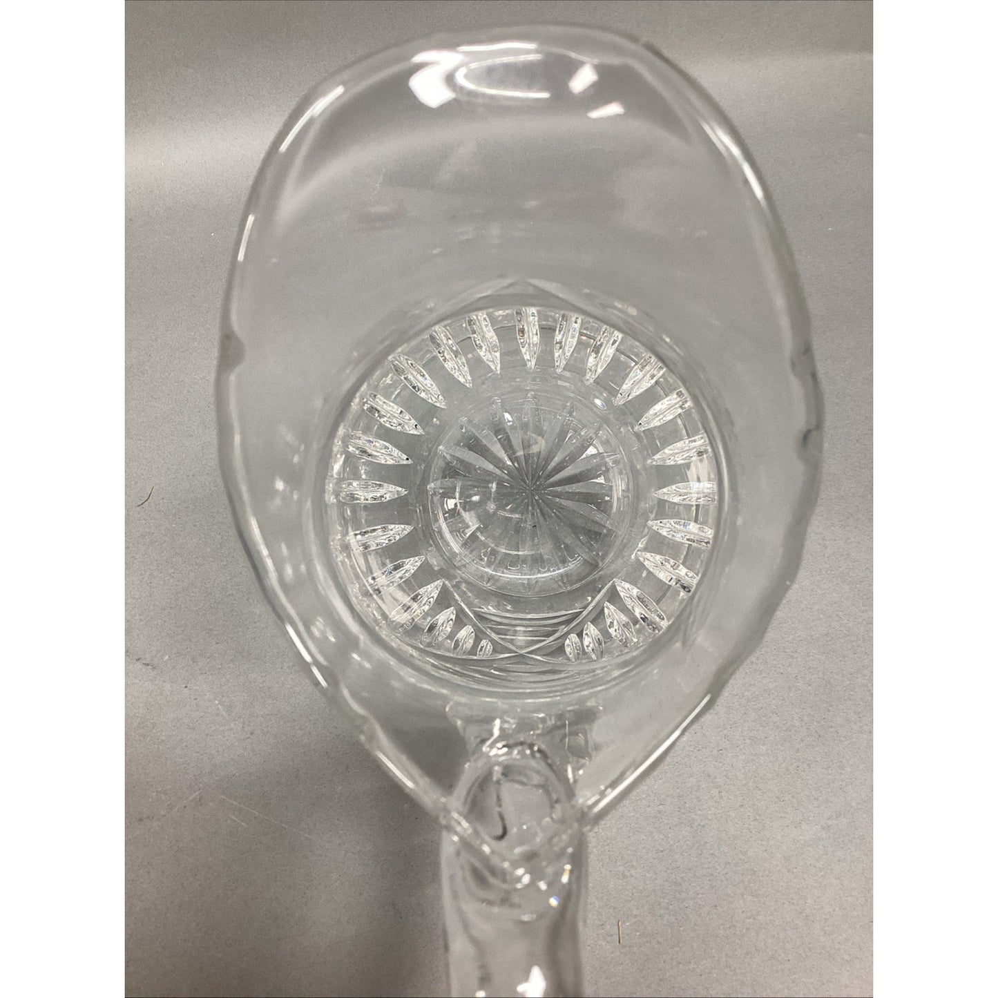 Vintage Cut Glass Floral Crystal Pitcher - 8.5”H