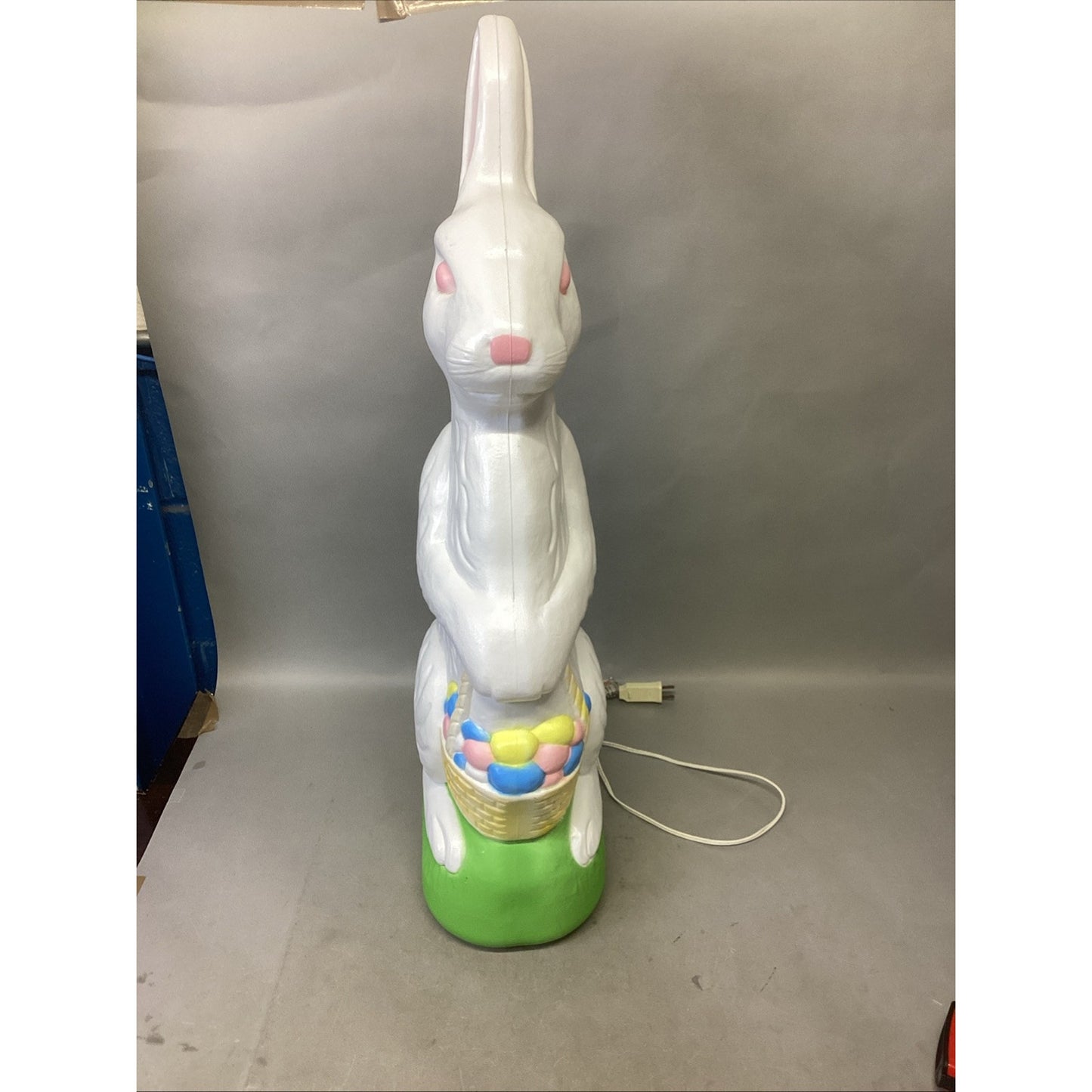 Vintage 1993 Light Up Blow Mold Easter Bunny W/ Easter Eggs Basket - 30”H