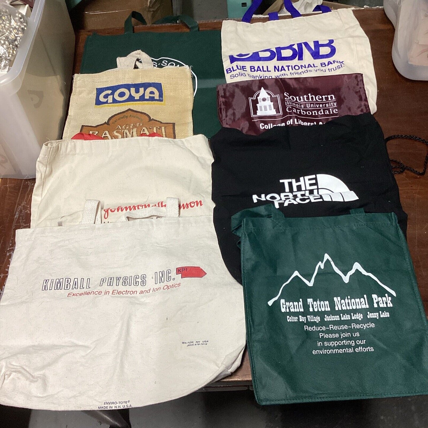 Lot Of 8 Reusable Bags - Some New - Grand Teton, North Face, Goya & More