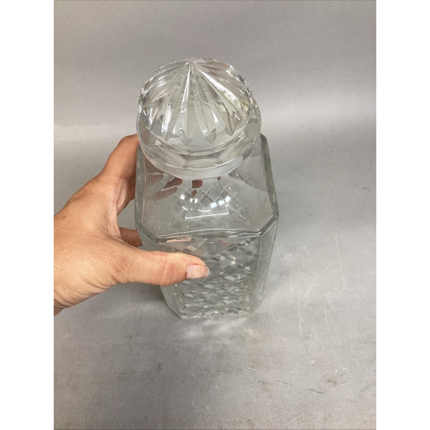 Vintage Heavy Lead Crystal Decanter With Stopper - 10”H