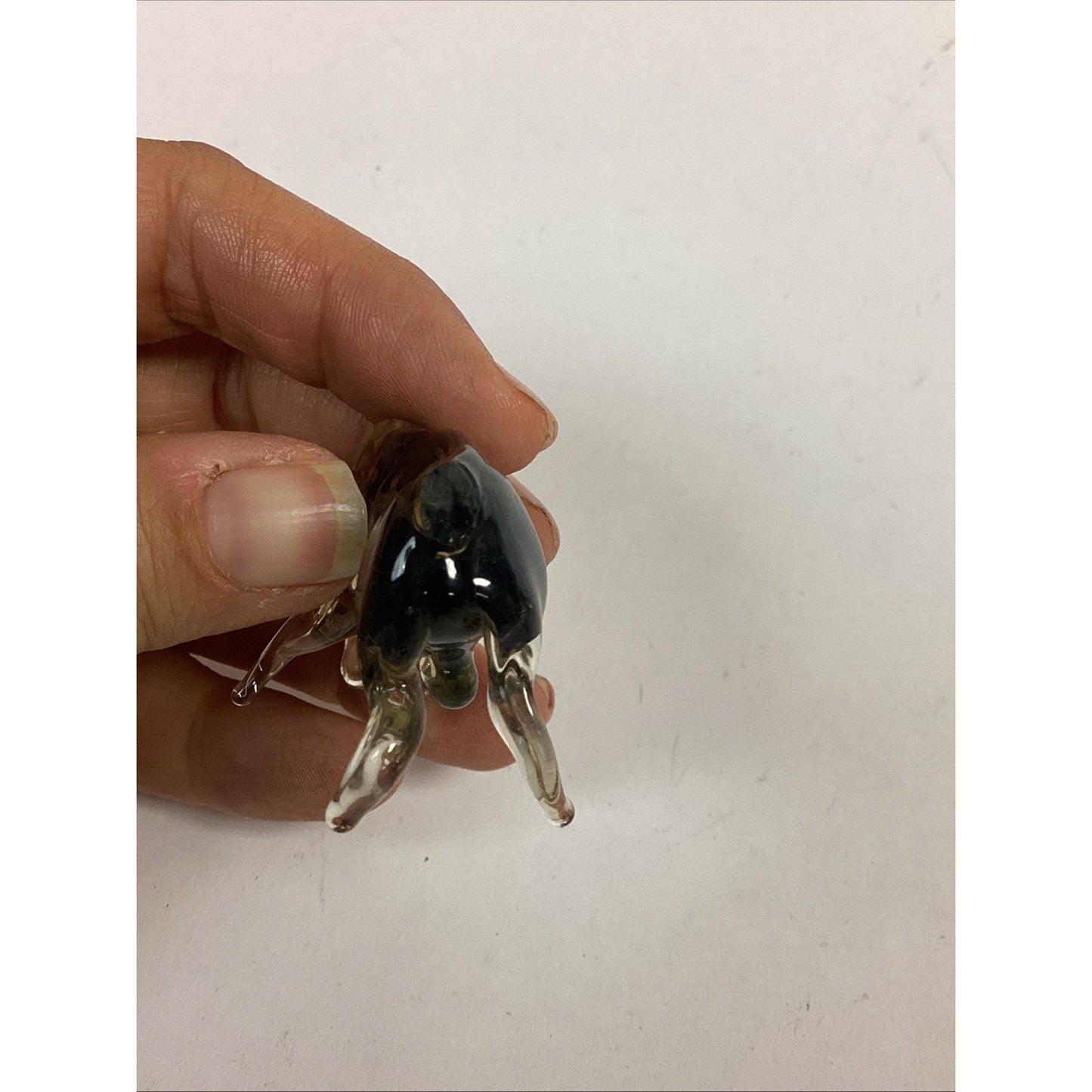 Miniature Art Green/Clear Glass Bull Statue Figurine - Missing Tail