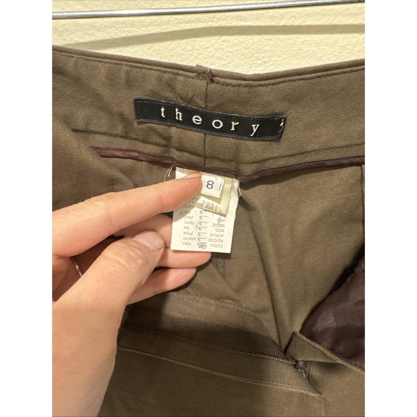 Theory Women Brown Dress Pants Zip 25in Inseam Size 8