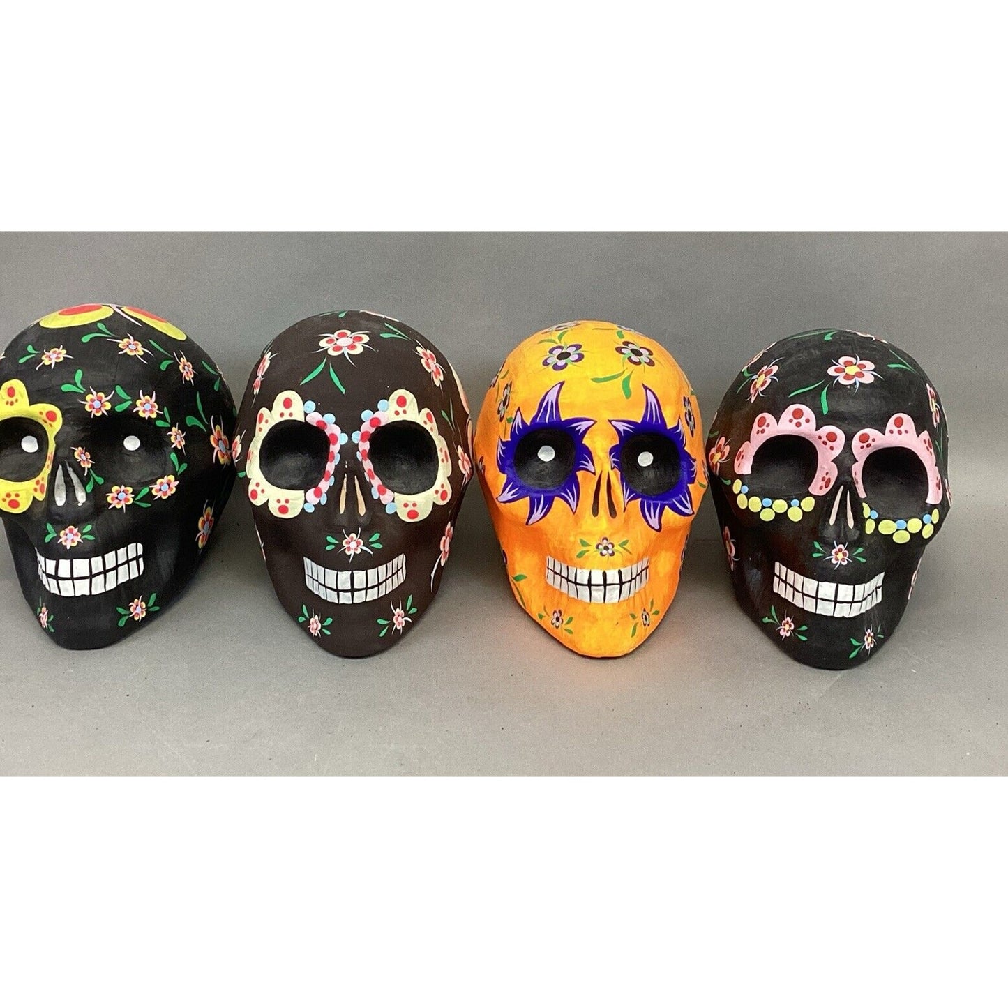 Set Of 4 Styrofoam Decorative Sugar Skull Decorations
