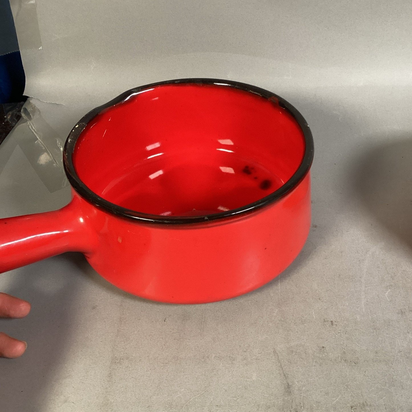 Vintage Set Of 3 Caquelon Ceramic Pot Set Red Made In France