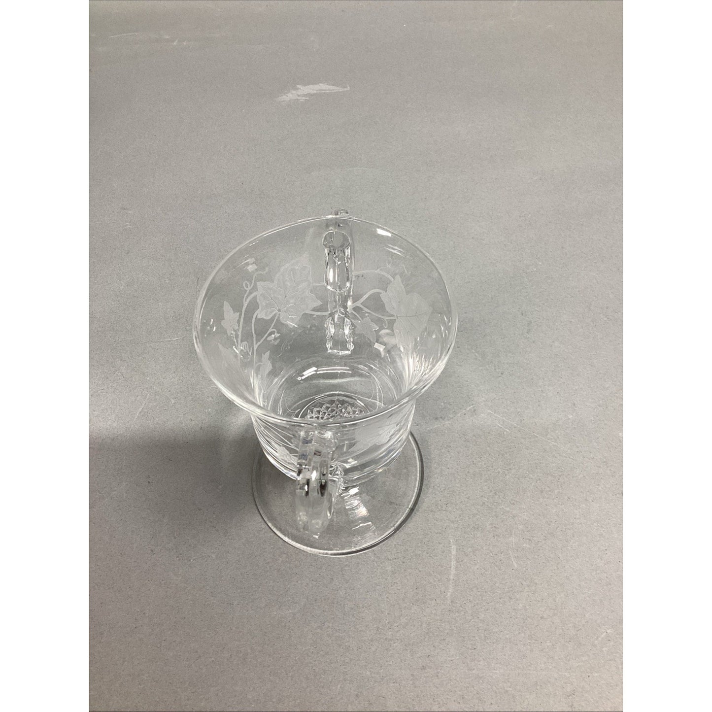 Vintage Glass Leaf Design Creamer And Sugar