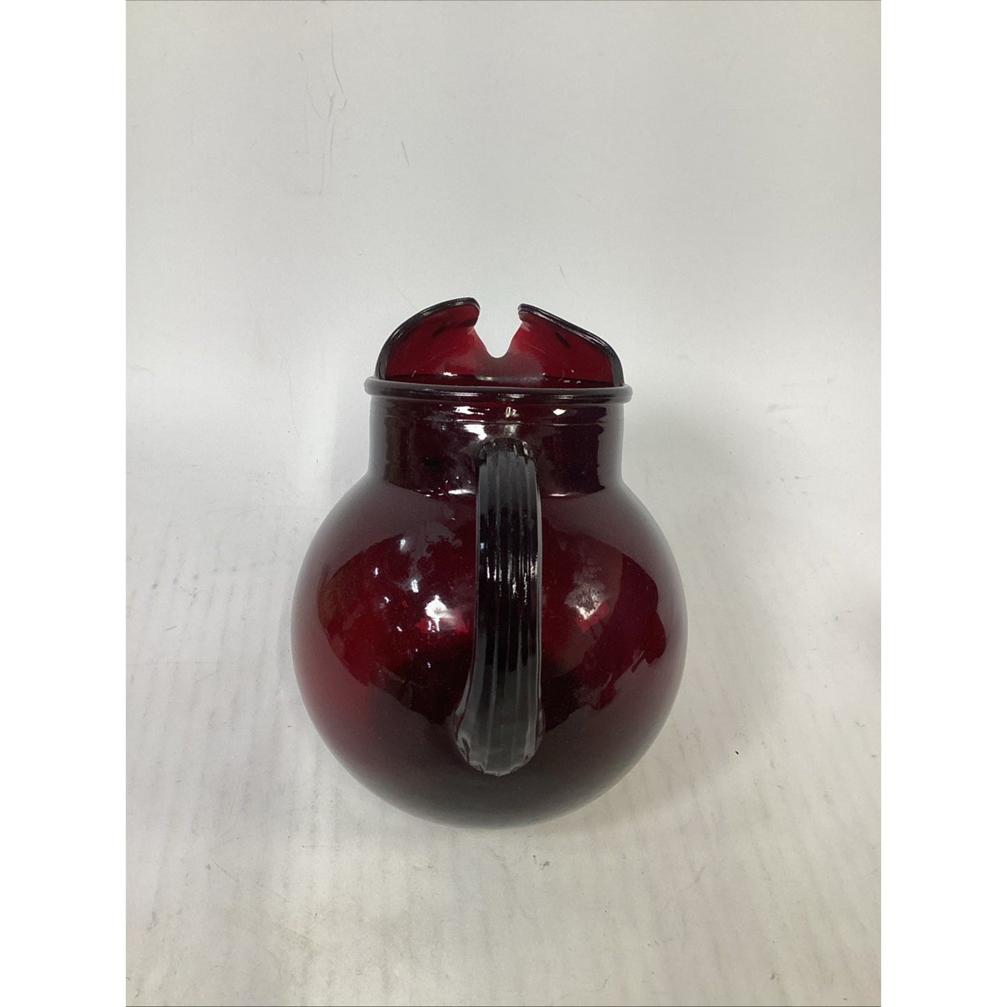 Vtg Anchor Hocking Royal Ruby Red Tilt Ball Pitcher w/Ice Lip & 2 Tumblers