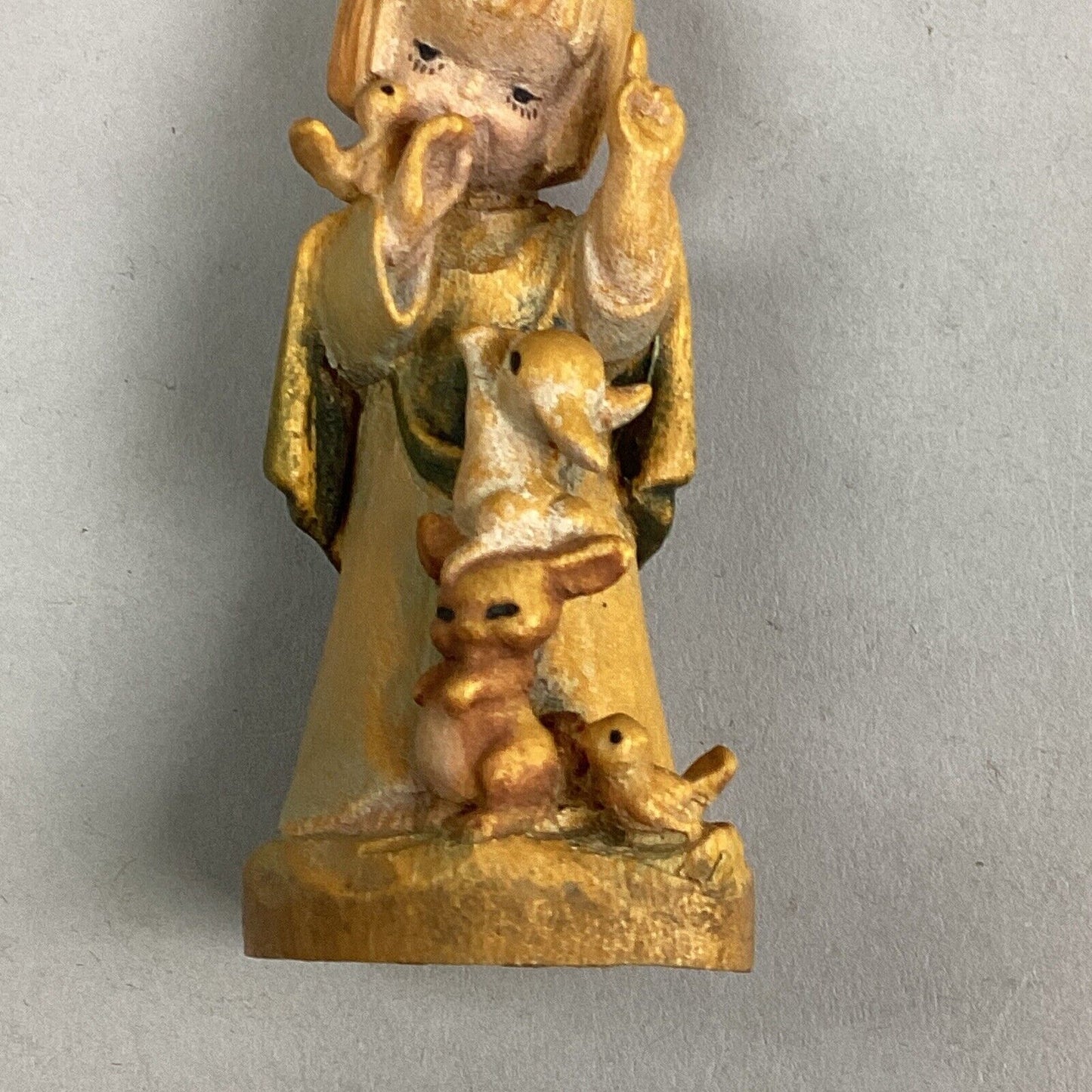 Vintage Anri Wood Carving Figurine - “Talking To The Animals” - 3”