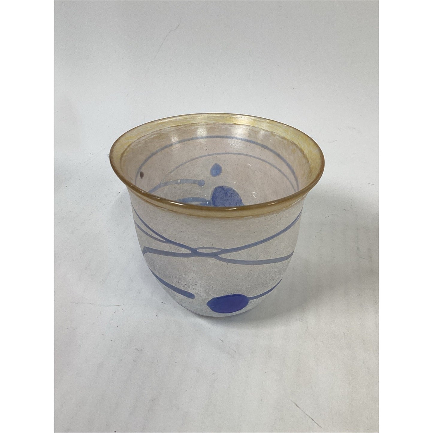 KOSTA BODA Signed Bertil Vallien BLUE GALAXY Sweden #58016 Glass Oval Bowl Vase