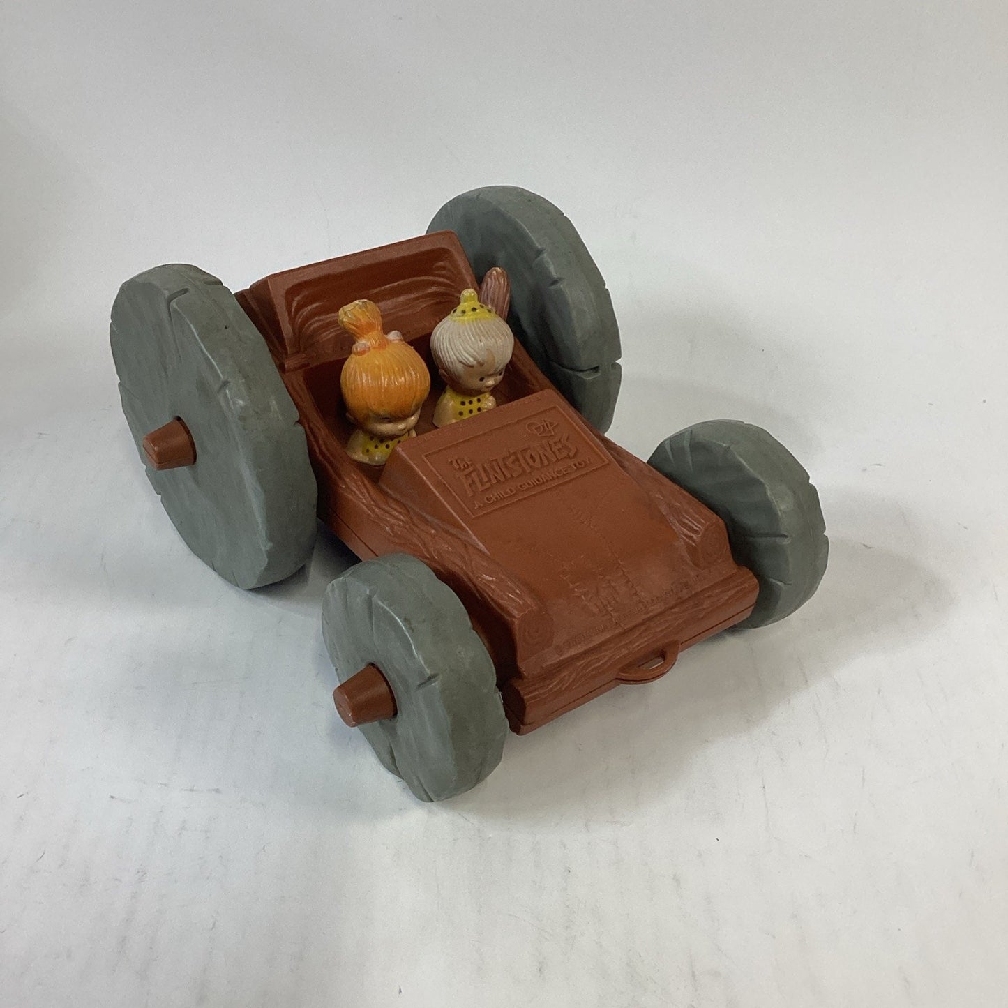 VINTAGE 1976 Flinstones Hanna Barbera Pull Flip Car Toy - Fred/Barney, Bam/Pebs