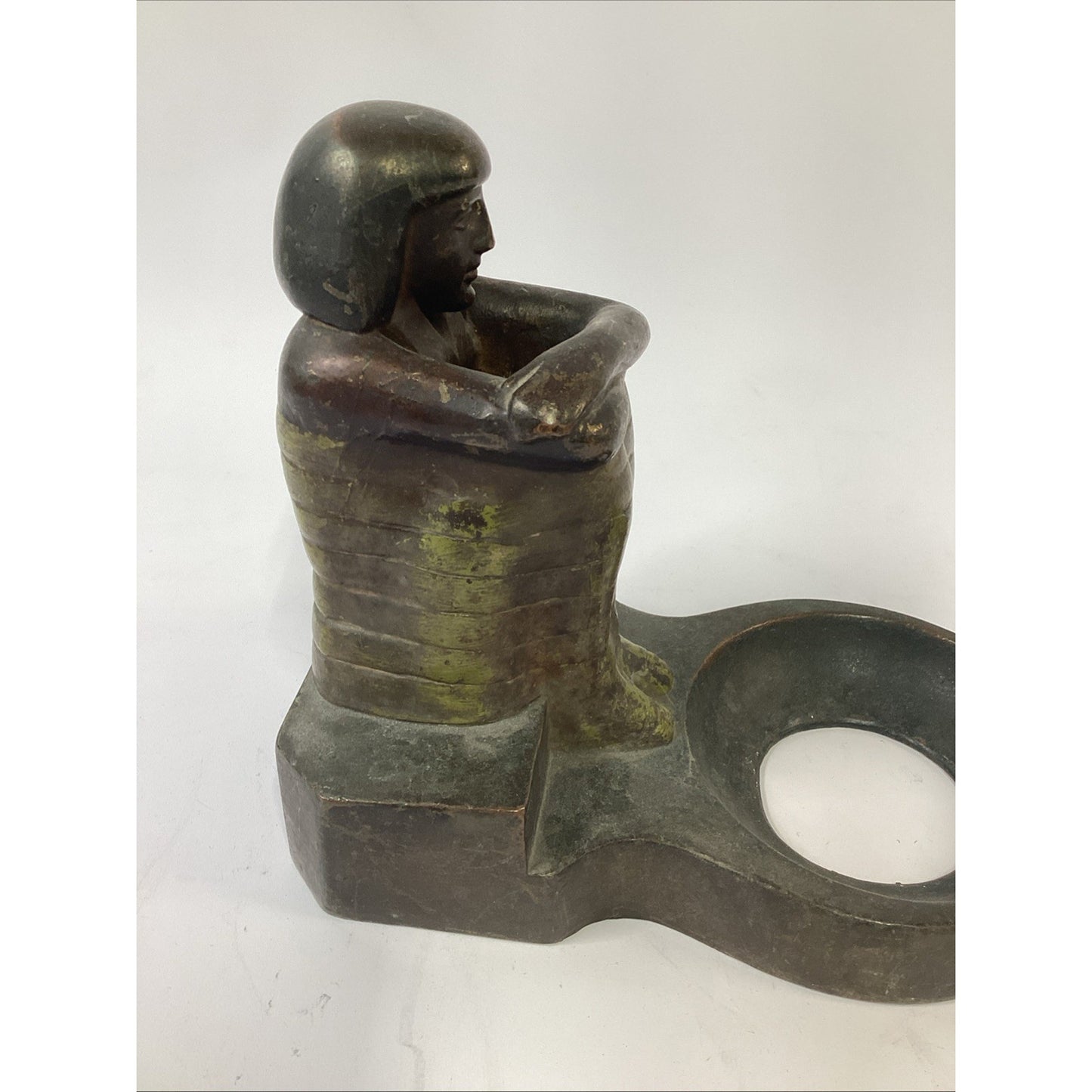 Vintage Metal Egyptian Ashtray Art (Missing Insert)