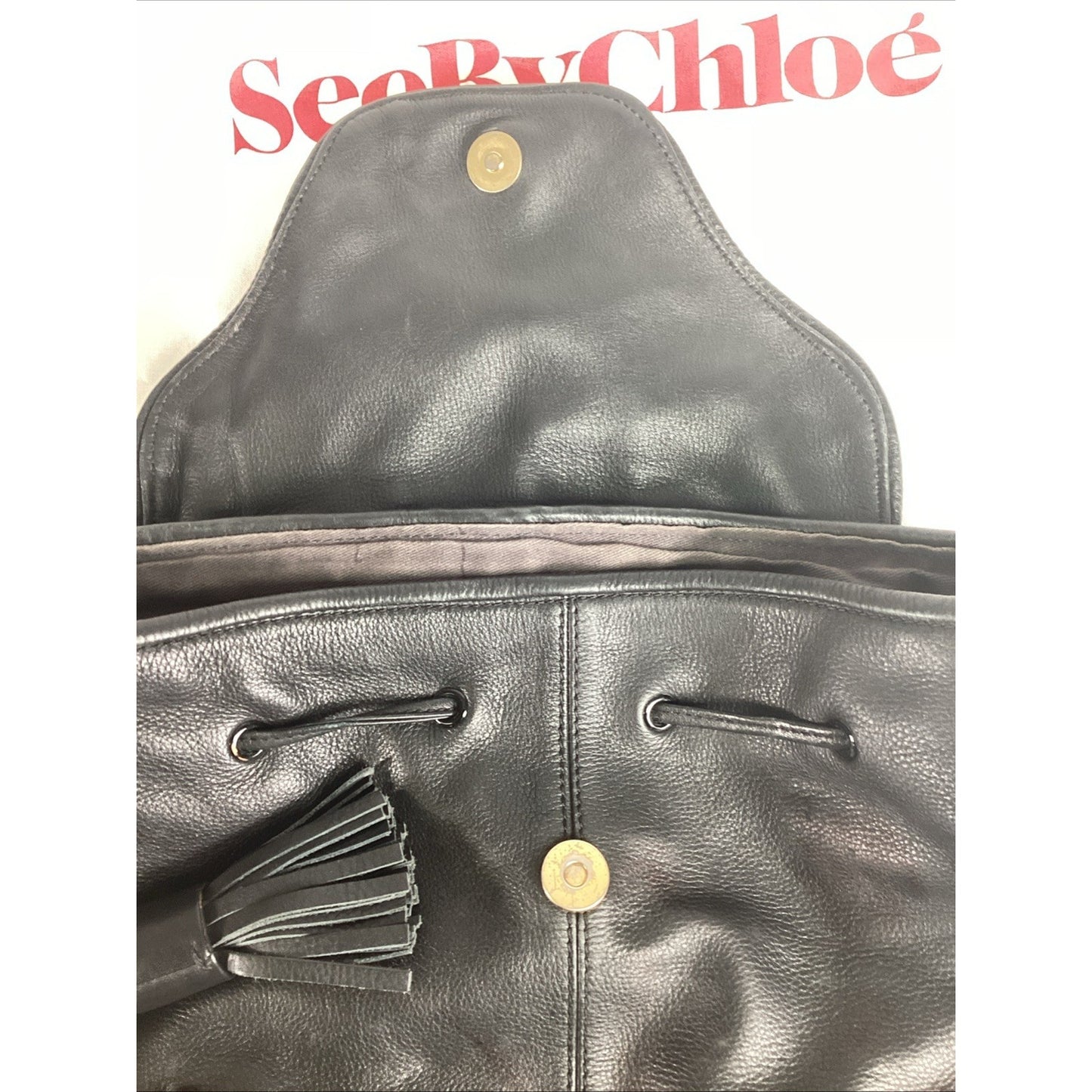 See By Chloe Black Leather Backpack With Dust Bag