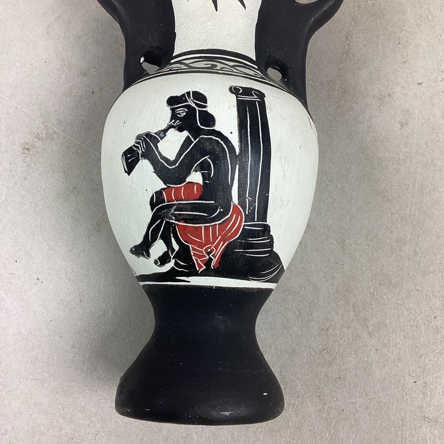 Greek Double Handled Amphora Vase Urn - 5.5”Hx2.5”D