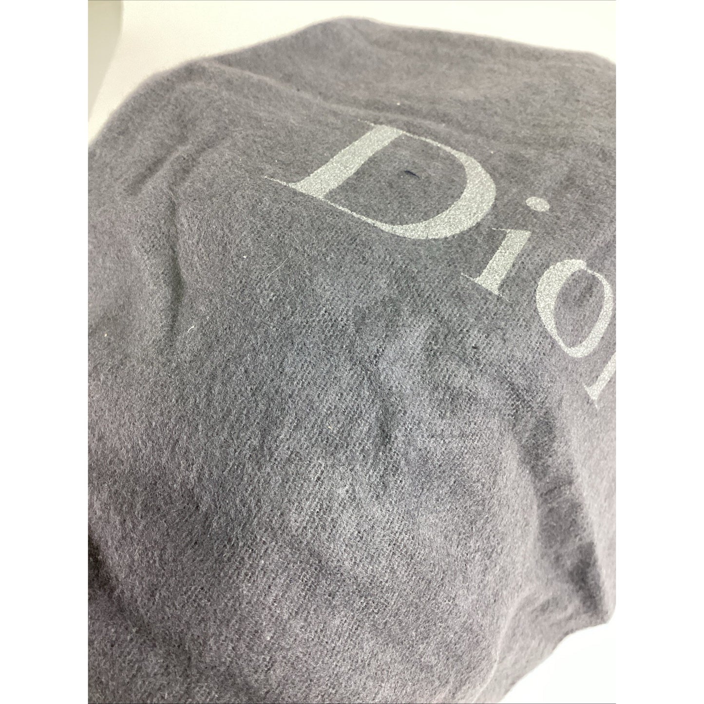 Christian Dior Gray Fleece Drawstring Bag - 14x8.5”