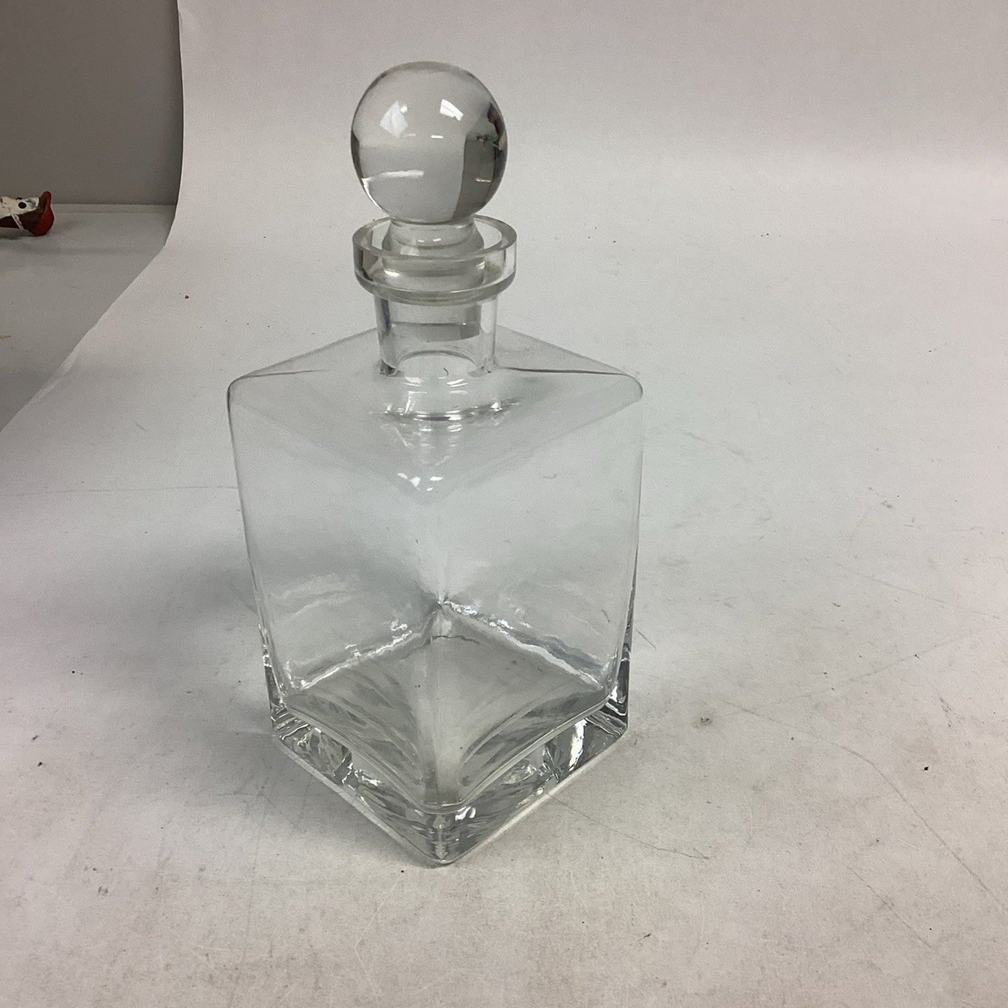 Vintage Glass Decanter With Stopper - 9.5”H