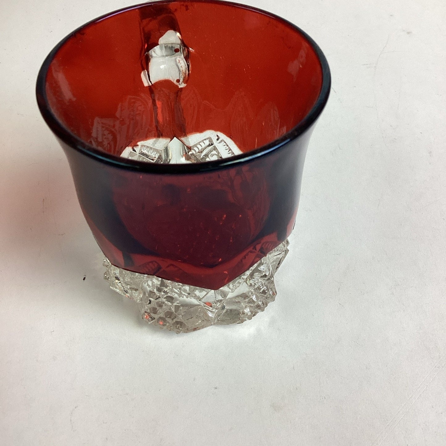 Set Of 4 - Antique Ruby Red Glass Creamer, Tumbler And Mugs