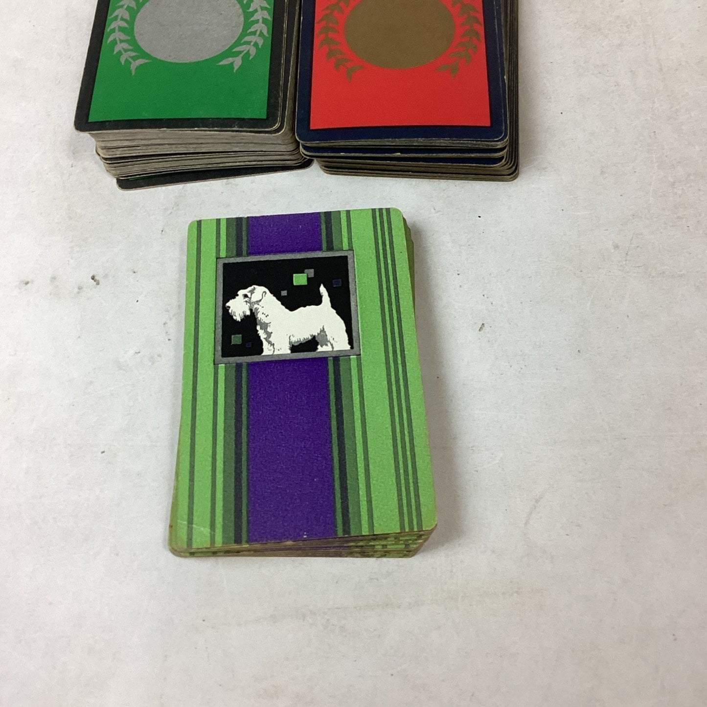 Set Of 3 Vintage Playing Cards In A George Washington Card Holder Box (France)