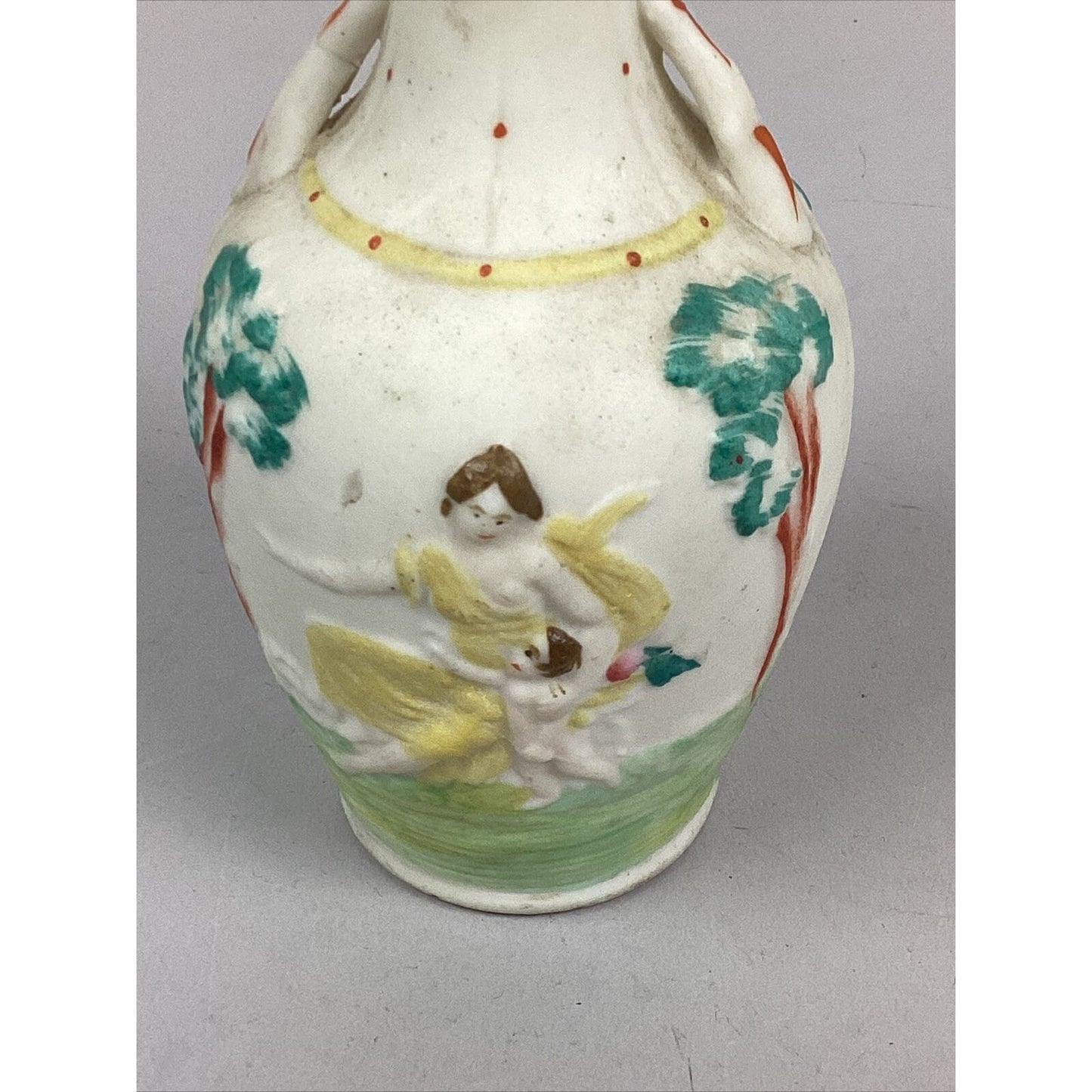 Vintage Mother Son Outdoor Scene Vase - 6”