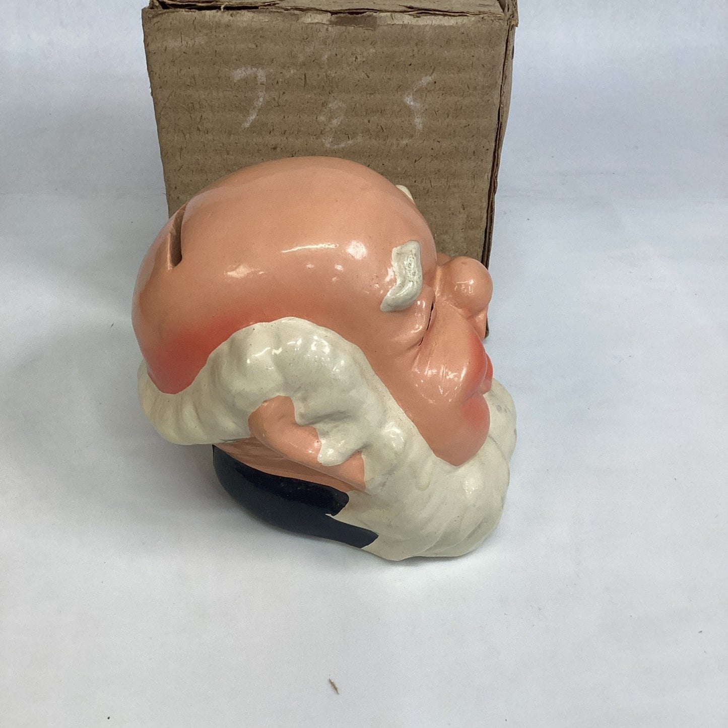 Happy Smiling Ceramic Dwarf Head Piggy Bank - NOS