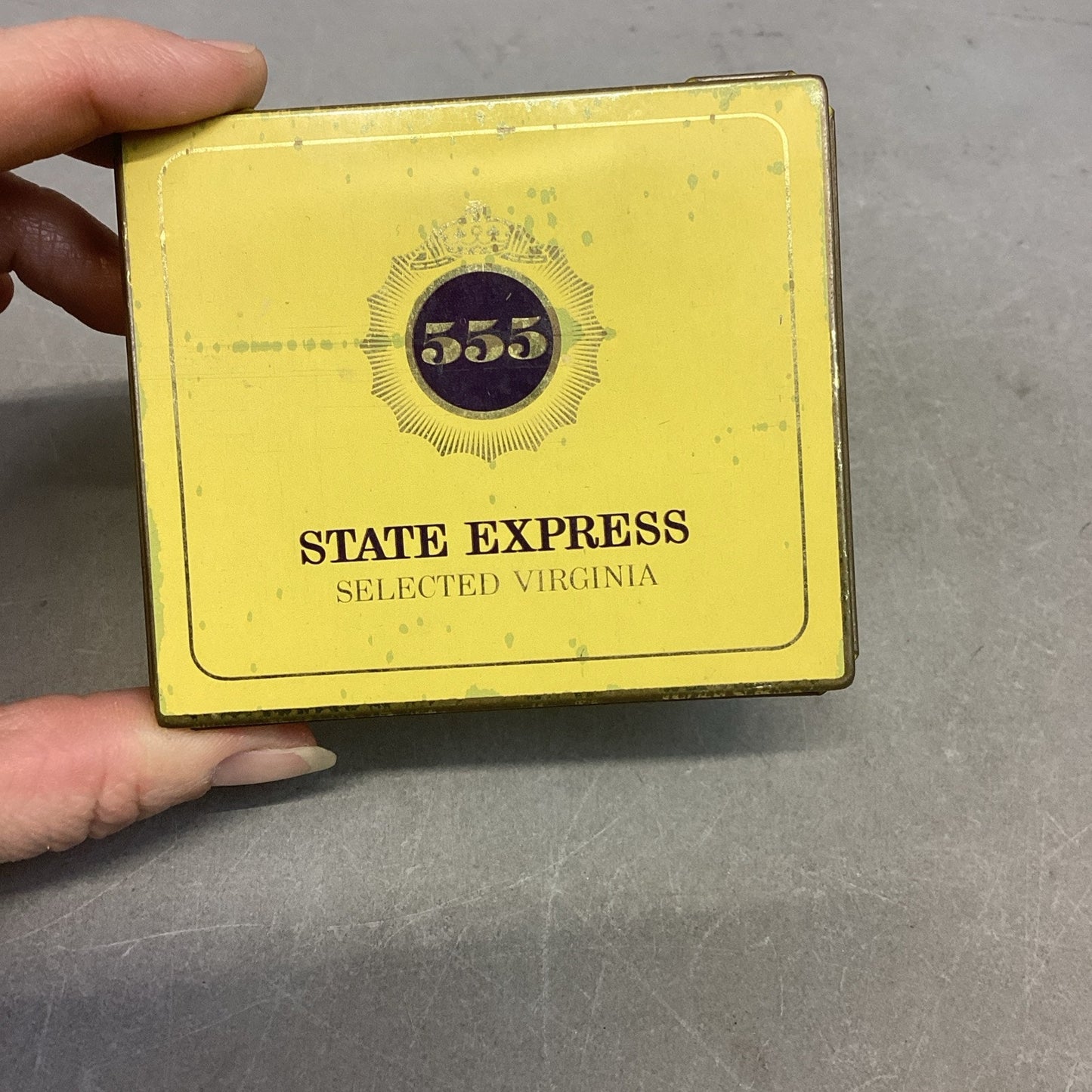 Vintage 555 State Express Selected Virginia Yellow Tin Box Tobacco Cigarette